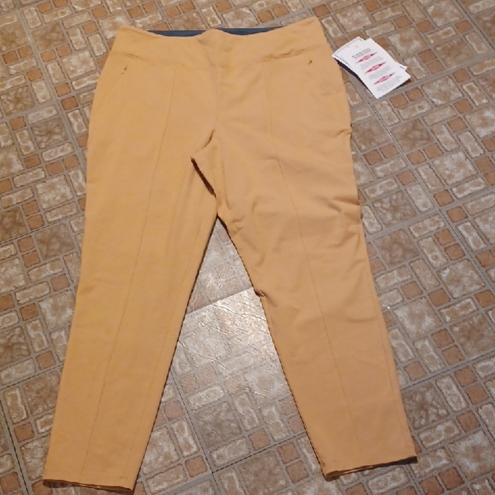 Women with Control Tan Pull On  Pants Slipping Shapping Contouring Size XLTall